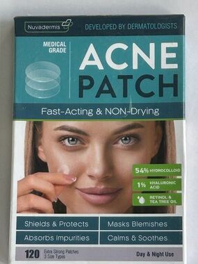 120 count - Nuvadermis Acne Pimple Patches with Hyaluronic Acid - 3 size types